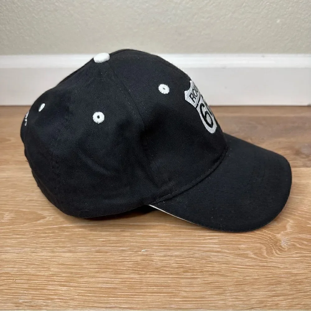 Route 66 Embroidered Black Adjustable Hat